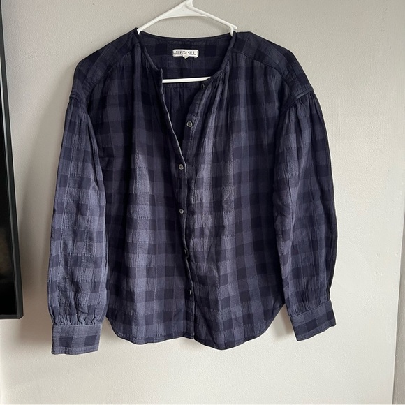 Alex Mill Tops - Alex Mill Navy Checkered Blouse